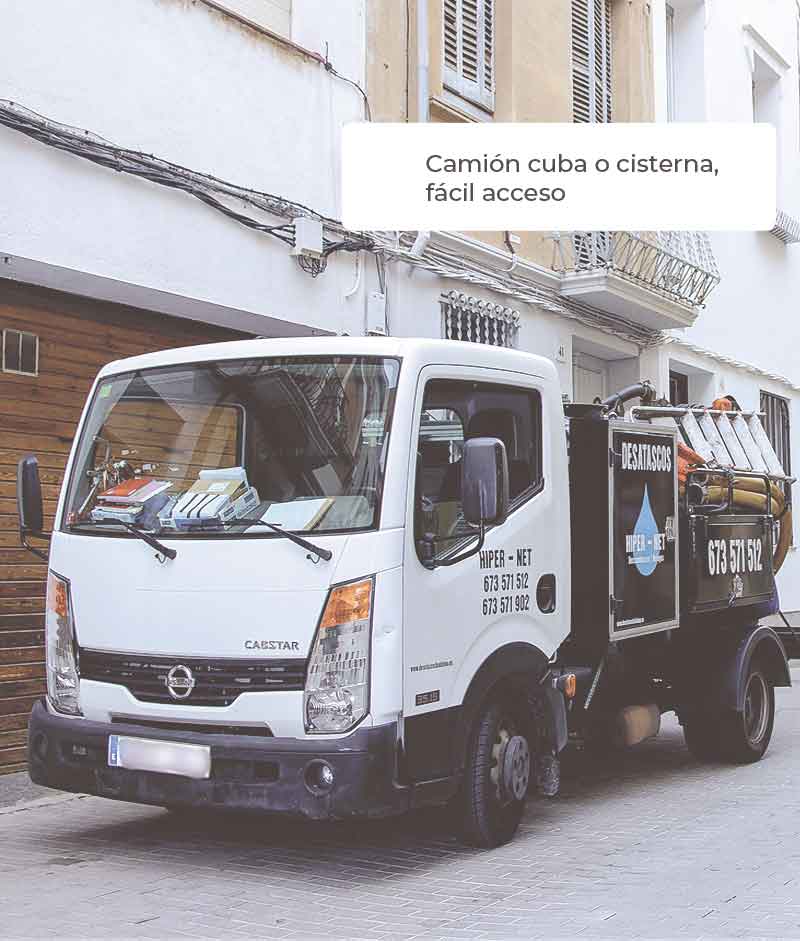 Camion cuba en Badalona. Desatascos de tuberías